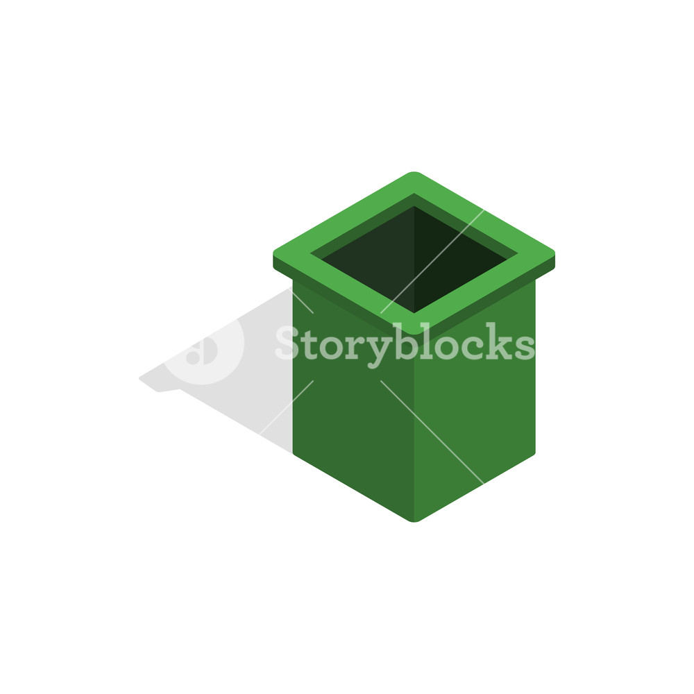 1000x1000 Green Trash Bn In Isometric Style On A White Background