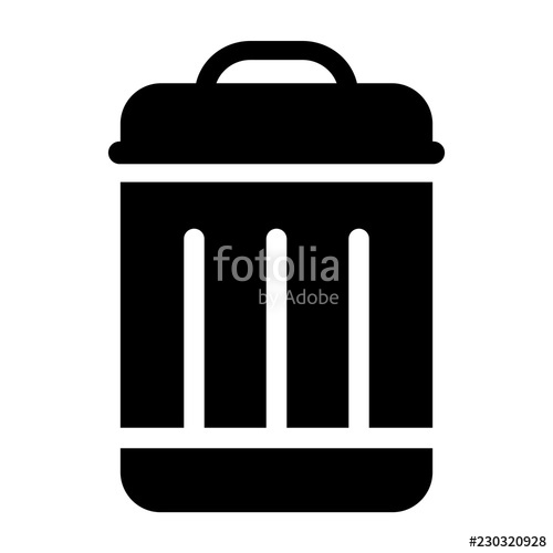 500x500 Simple, Flat, Black Silhouette Trash Can Icon Isolated On White