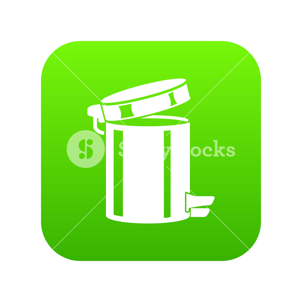 1000x1000 Trash Bn Green Vector Isolated On White Background Royalty