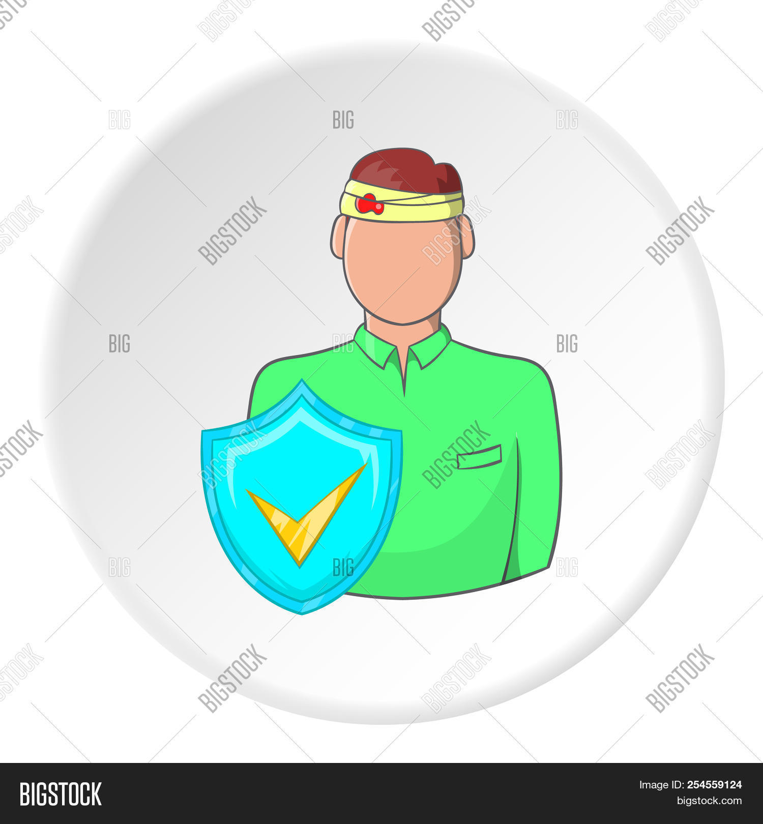 1500x1620 Trauma Head Of Man And Sign Safety Icon In Cartoon Image