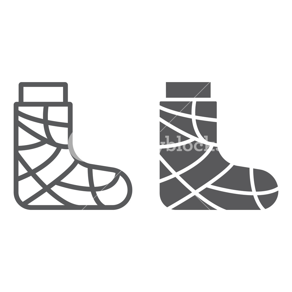 1000x1000 Gypsum Line And Glyph Icon, Trauma And Injury, Feet Bandage Sign