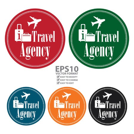 450x450 Vector Circle Vintage Style Travel Agency Icon, Label, Button