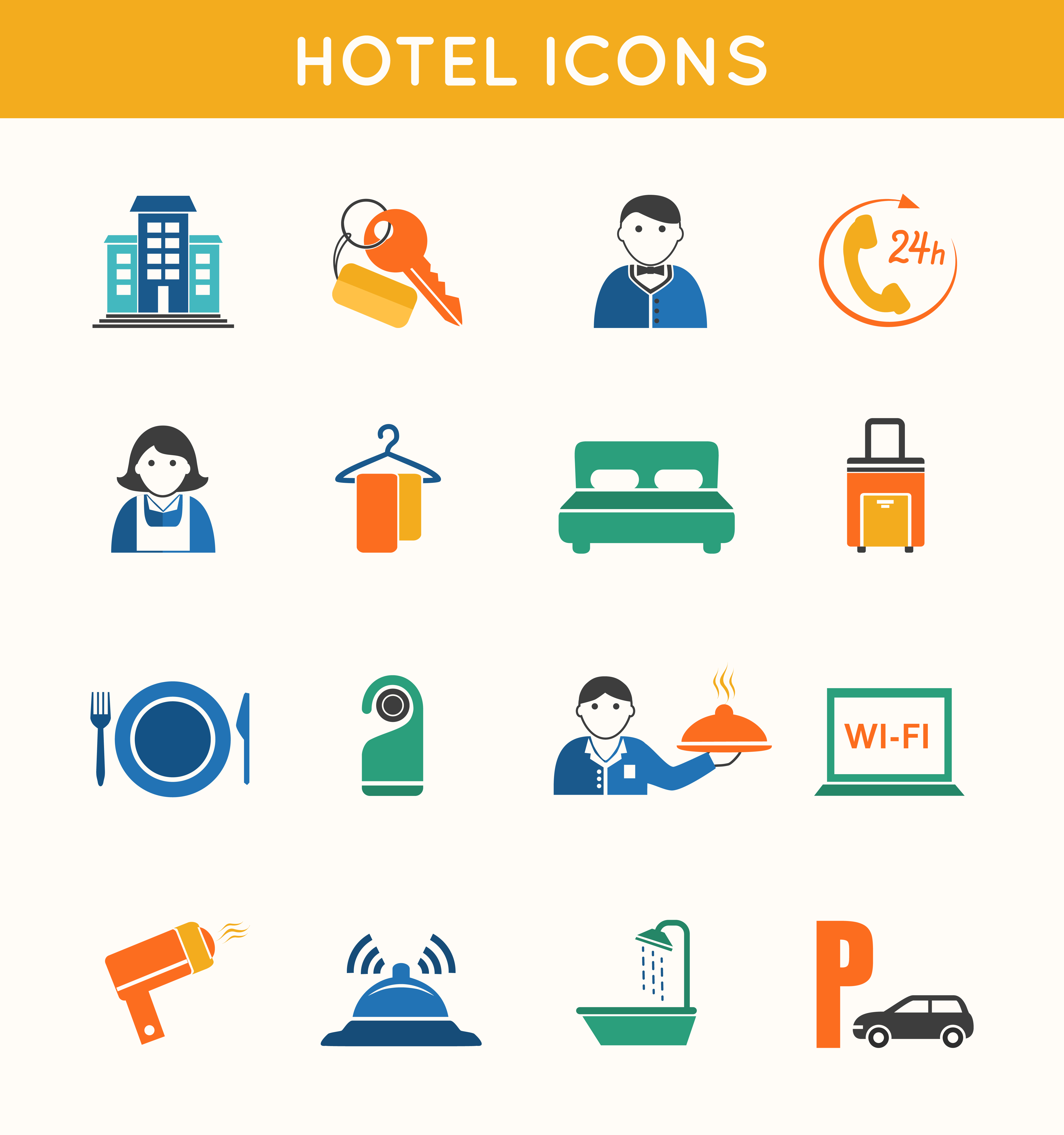 Hotel Travel Flat Icons Set 4500x4800 Hotel Travel Flat Icons Set