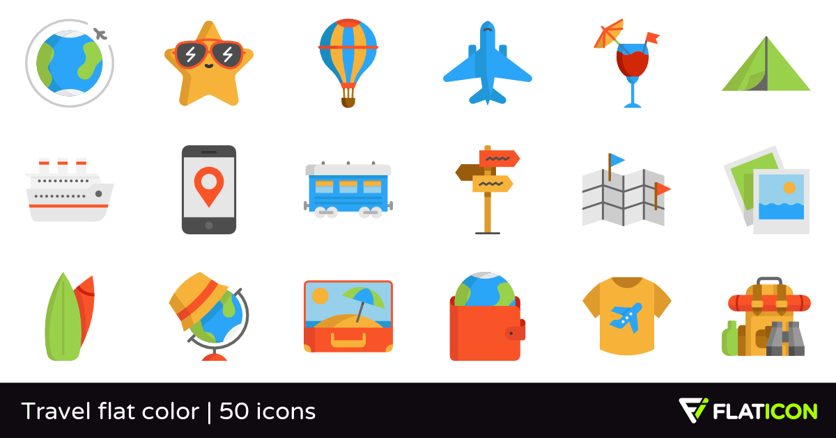 Travel Flat Color Premium Icons 1200x630 Travel Flat Color Premium Icons