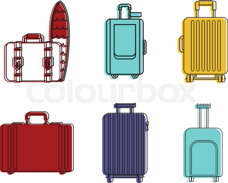 800x643 Travel Bag Icon Set Color Outline Set Stock Vector Colourbox