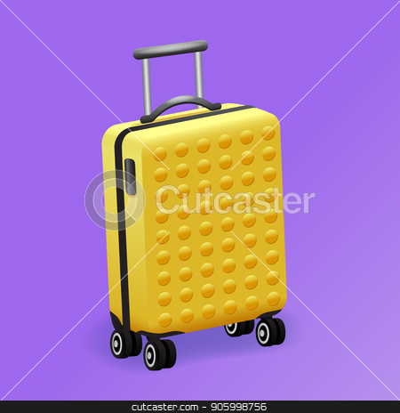 450x464 Single Yellow Luggage Travel Bag Isolated
