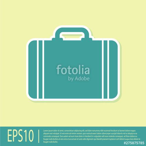 500x500 Green Suitcase For Travel Icon Isolated On Yellow Background