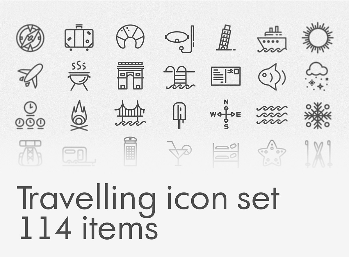 1200x886 Free Travelling Icon Set
