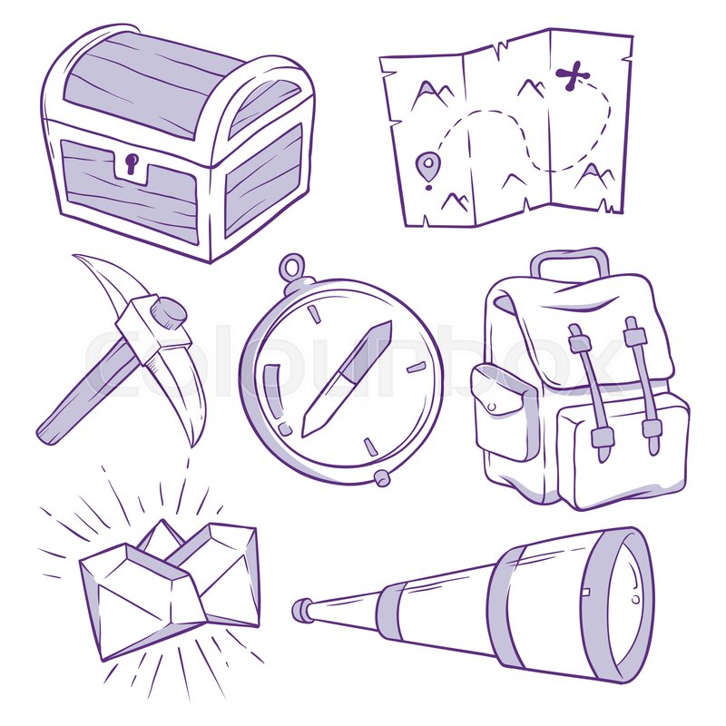 800x800 Set Of Adventure Treasure Hunt Icon, Stock Vector Colourbox