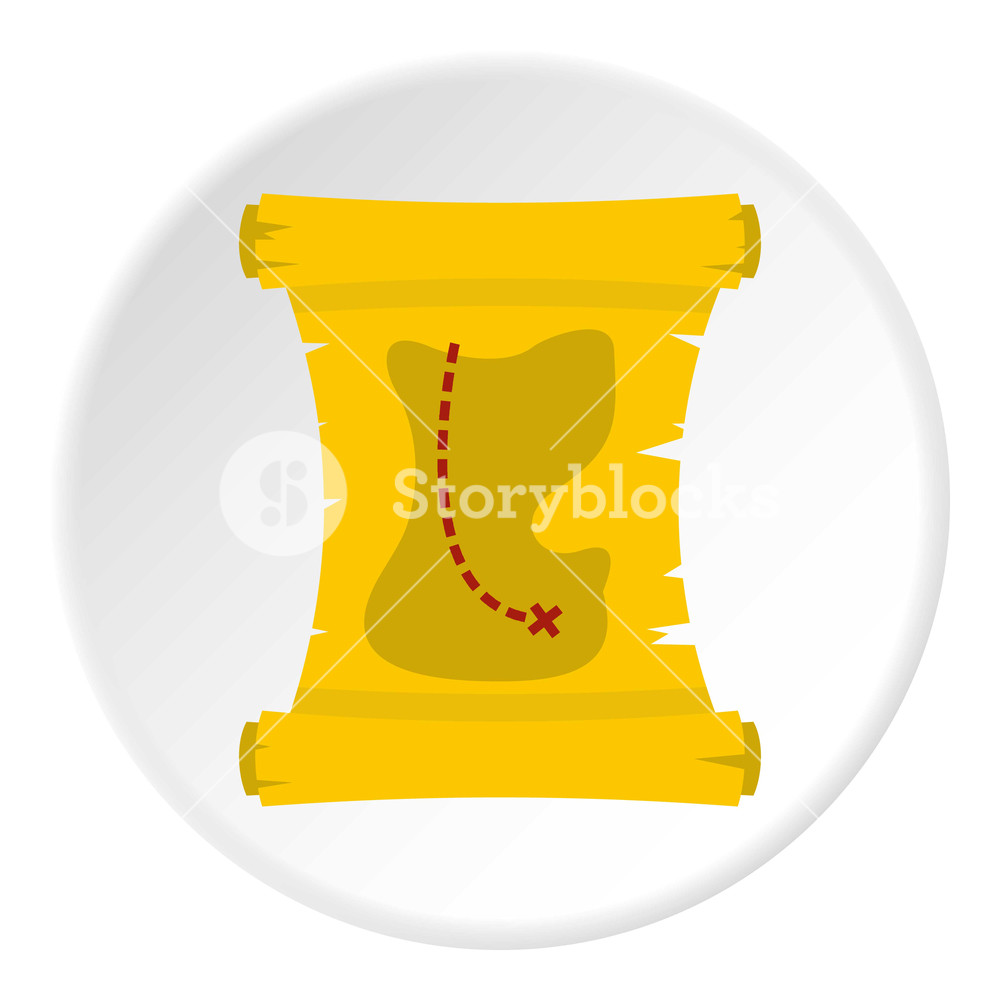 1000x1000 Treasure Map Icon In Flat Circle Isolated On White Background
