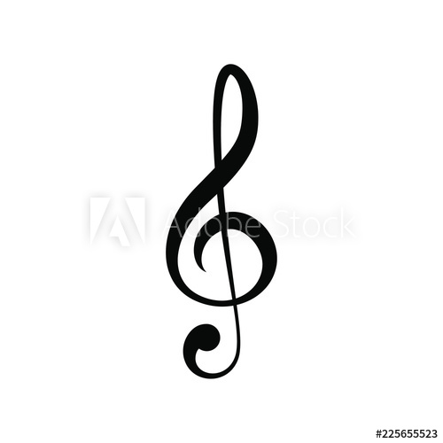 500x500 Vector Illustration Of Minimalistic Flat Black Treble Clef Icon