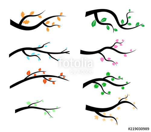500x438 Collection Of Tree Branch Silhouettes Icon In Flat Style Isolated