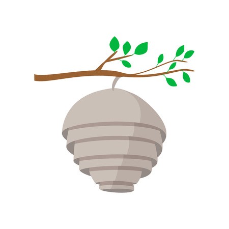 450x450 Hive On Tree Branch Cartoon Icon On A White Background Royalty
