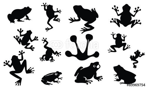 500x300 Vector Frog Silhouette, Set Vector Animals Icons Plywood