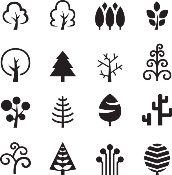 591x600 Abstract Tree Icons Set Free Download