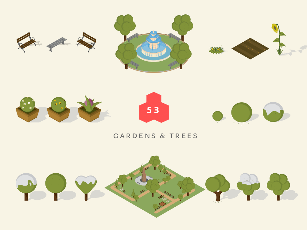 1000x751 Isometric Maps Gardens And Trees Icon Isometric Map, Map