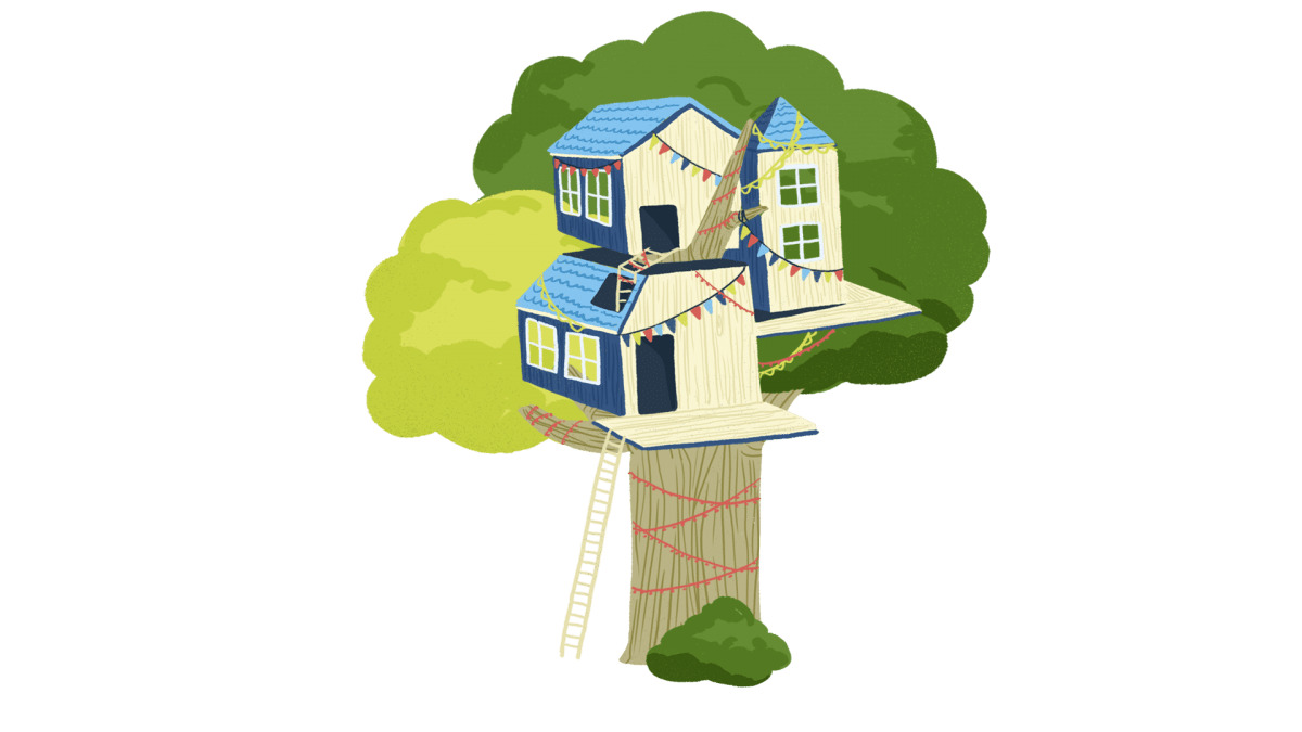 1200x675 Treehouse Decorated With Colourful Flags Icons Png