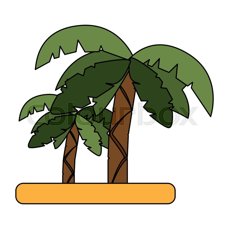 800x800 Tropical Island With Palm Trees Icon Stock Vector Colourbox