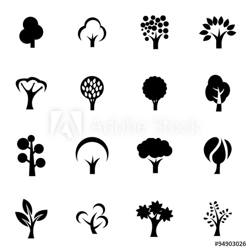 500x500 Vector Black Trees Icon Set Trees Icon Object, Trees Icon Picture