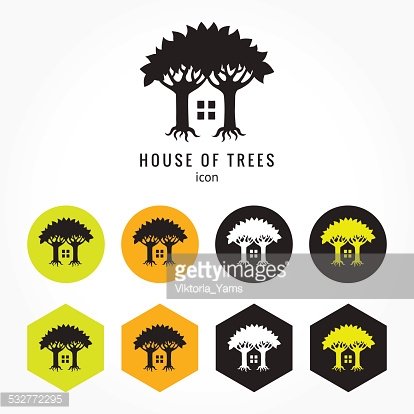 414x414 House Of Trees Icon In Several Variants Premium Clipart