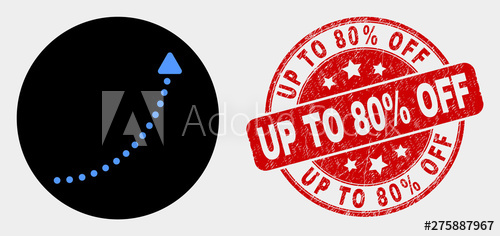 500x236 Rounded Up Trend Arrow Icon And Up To Off Seal Red Rounded