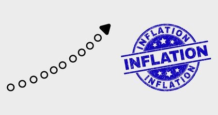 450x239 Vector Stroke Dotted Up Trend Arrow Icon And Inflation Seal Stamp