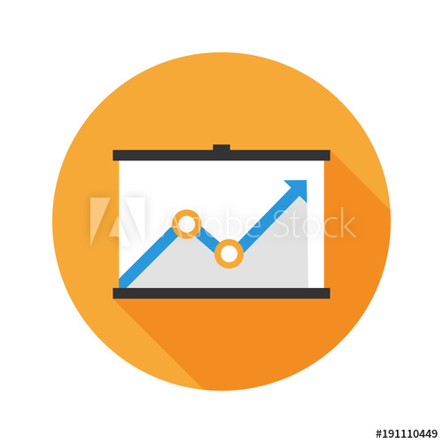 500x500 Circular Up Trend Arrow Icon Up Trending Diagram On Orange