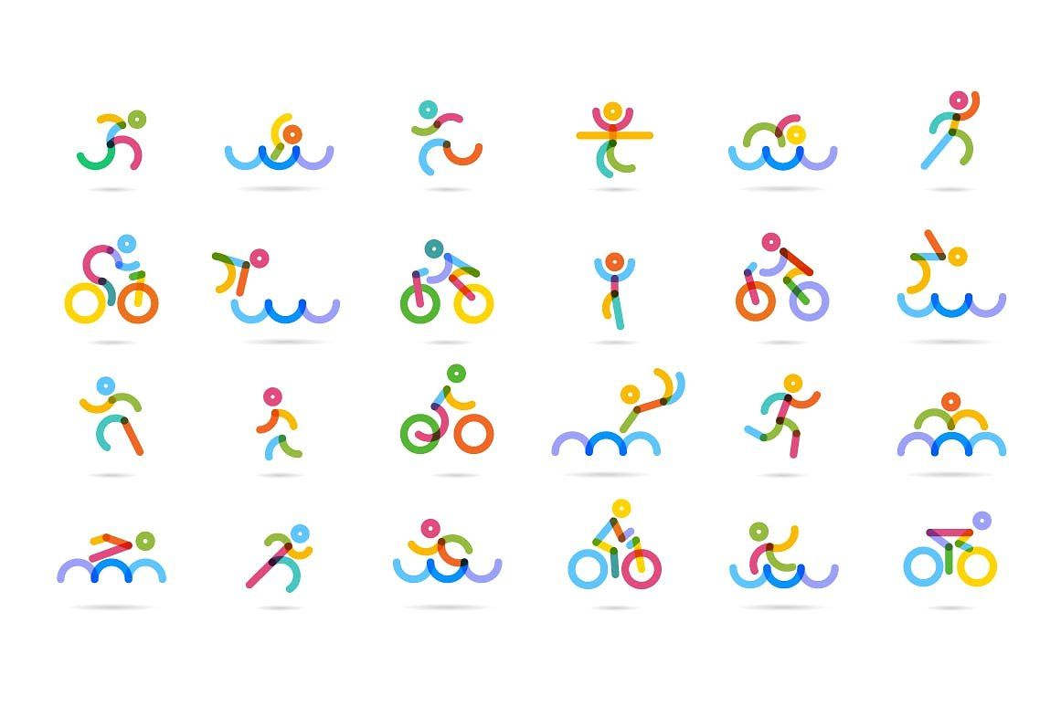 1161x774 Triathlon Icons Swim, Run, Cycle