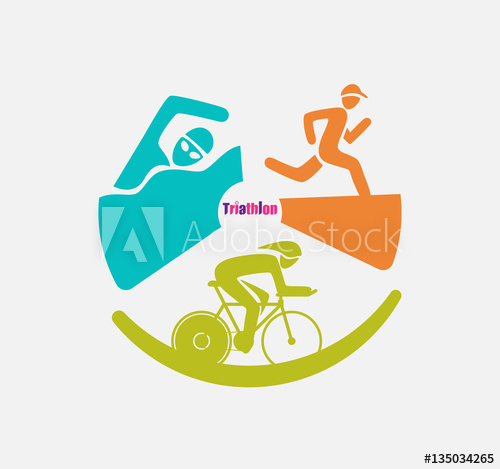 500x469 Triathlon Graphic Symbol Triathletes Are Swimming Running