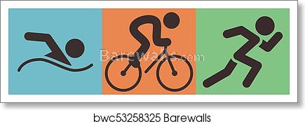 435x177 Triathlon Sport Icon, Art Print Barewalls Posters Prints