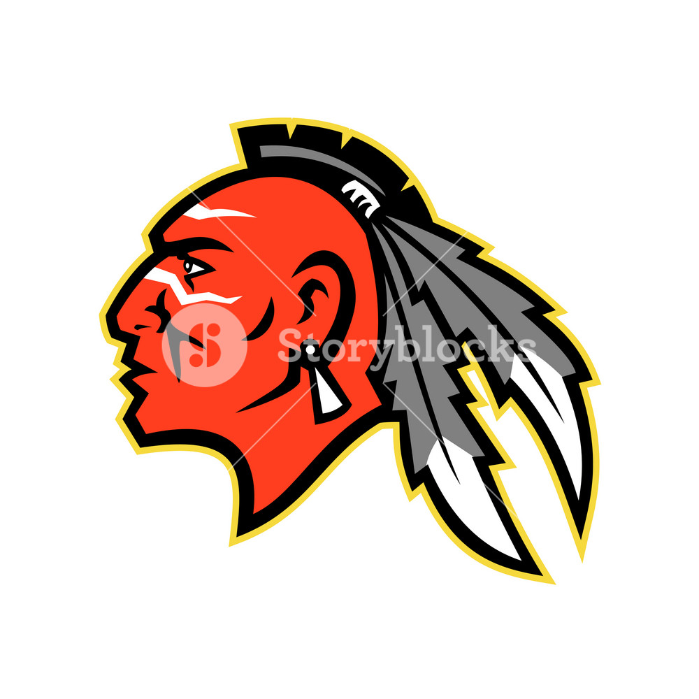 1000x1000 Mascot Icon Illustration Of Head Of A Mohawk Brave, Chief