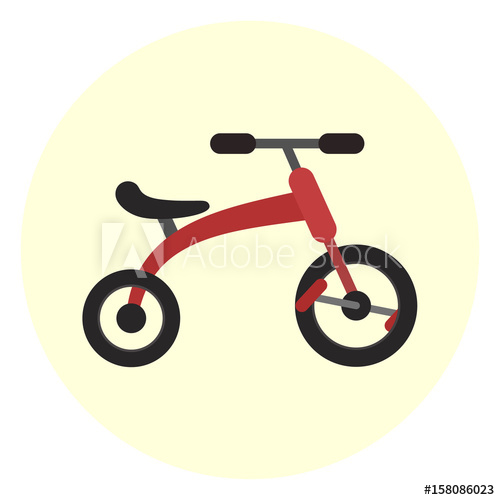 500x500 Flat Red Kids Tricycle Icon, Vector Color Childrens Transport