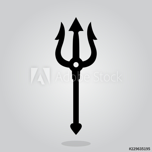 500x500 Simple, Short Trident Icon Devil Trident Black Silhouette