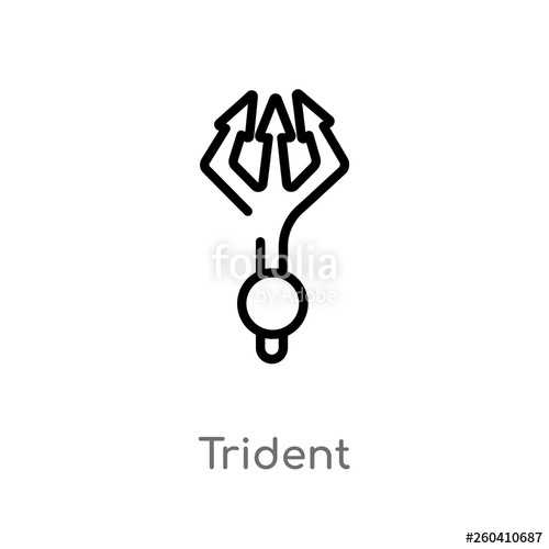 500x500 Outline Trident Vector Icon Isolated Black Simple Line Element