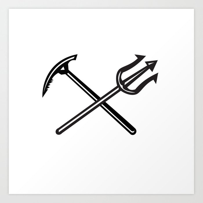 700x700 Crossed Mountain Ice Axe And Trident Icon Art Print