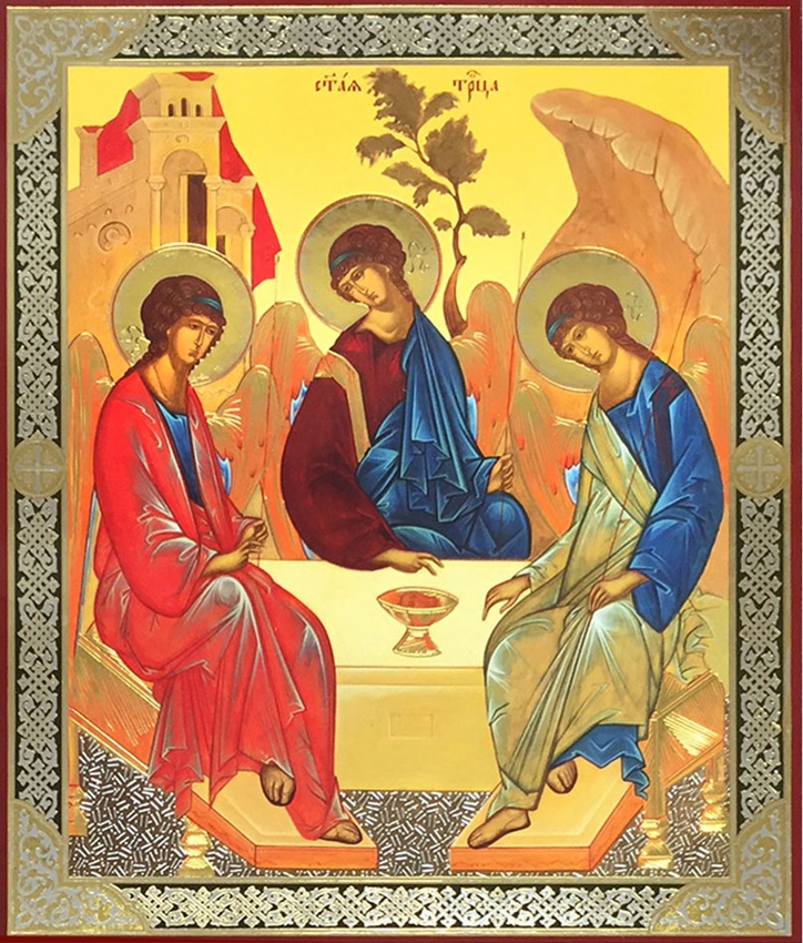 724x850 The Holy Trinity, Orthodox Christian Gold Silver Foiled Icon