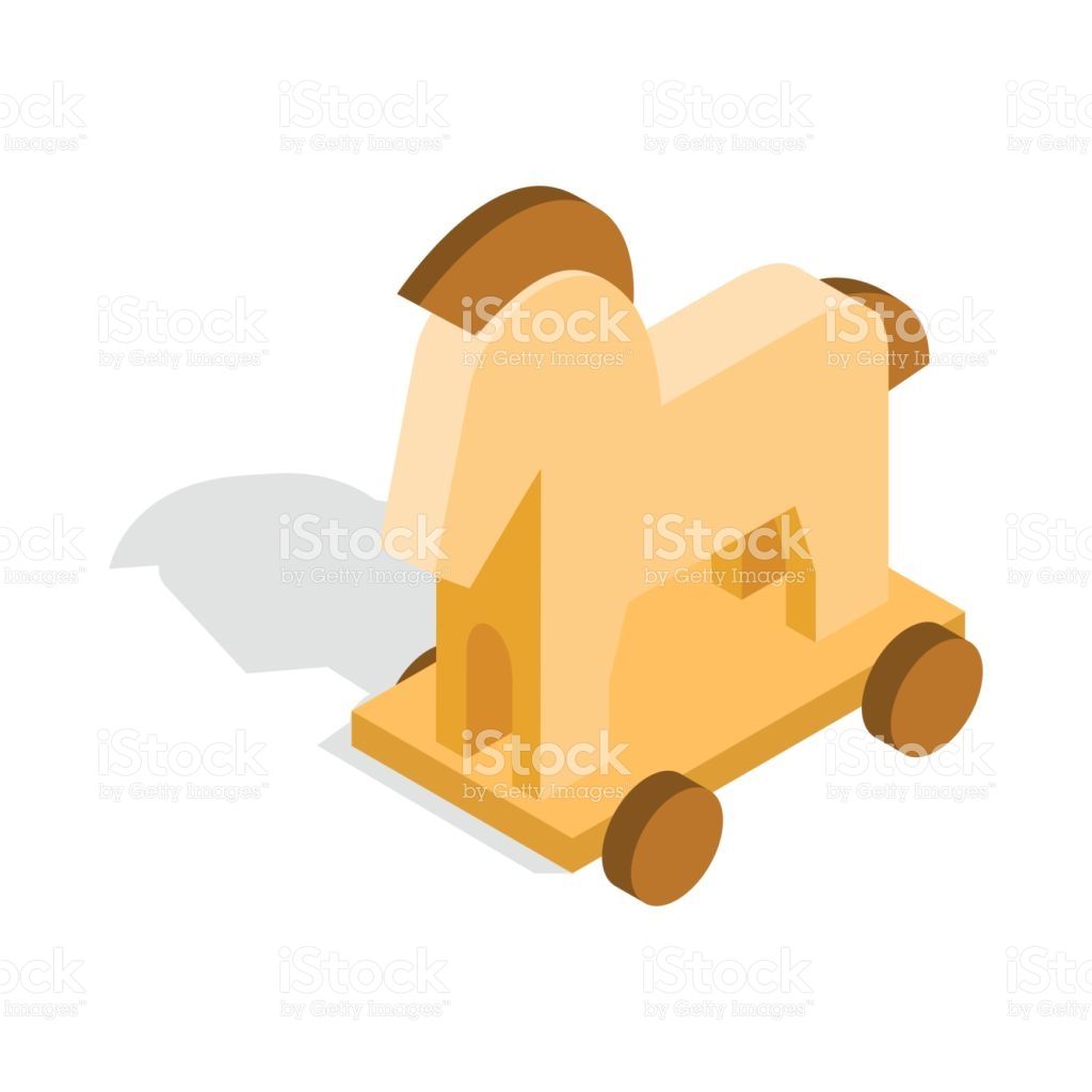 1024x1024 Trojan Horse Icon In Isometric Style On A White Background