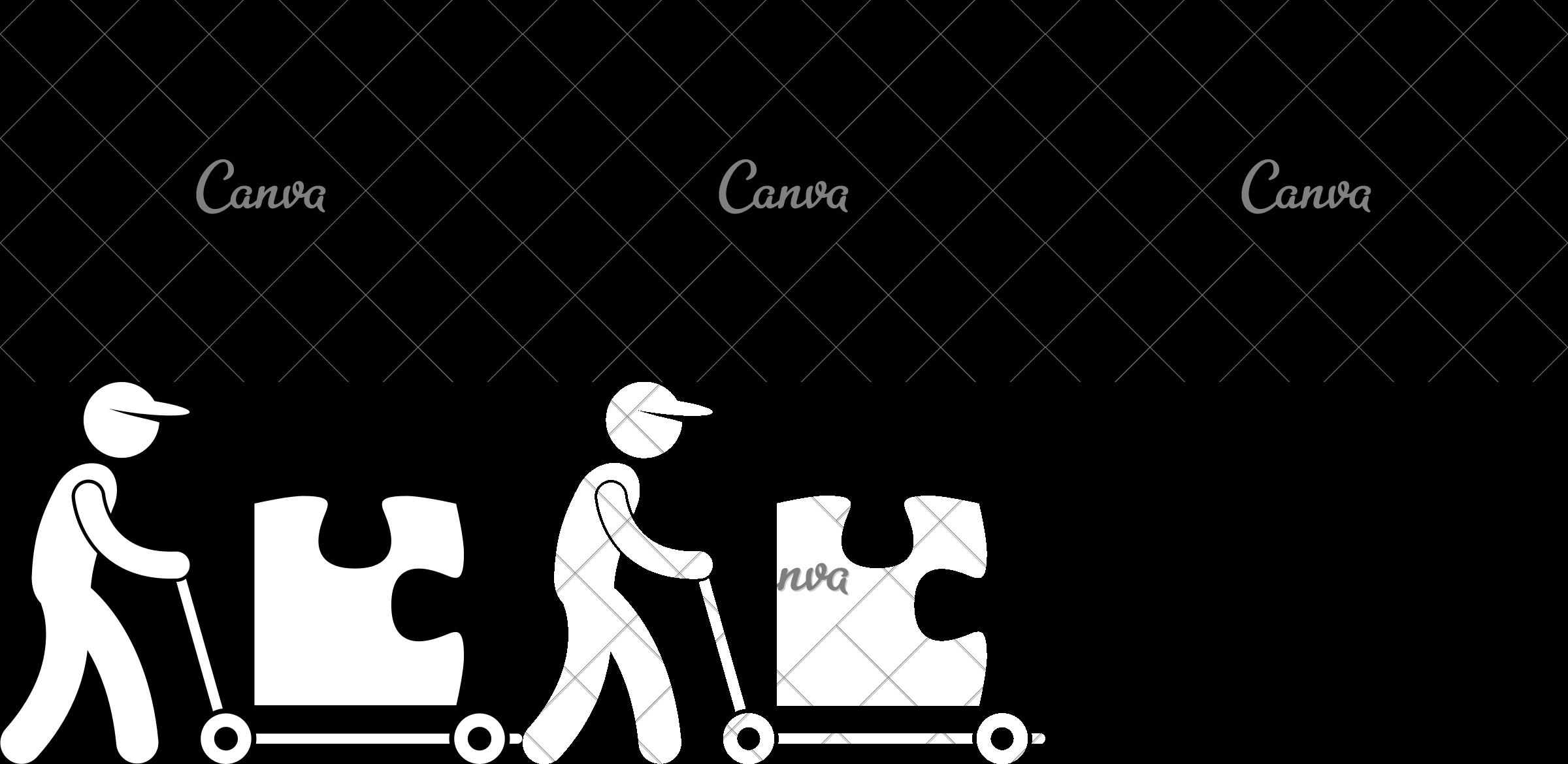 Man Pushing Puzzle With Trolley Icon 2400x1170 Man Pushing Puzzle With Trolley Icon