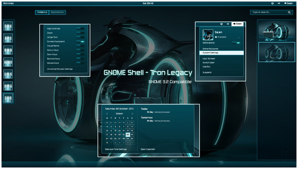 1024x581 Beautiful Tron Legacy And Aqua Themes For Gnome Shell