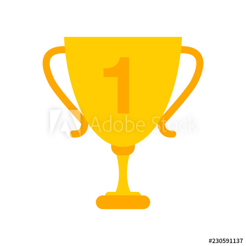 500x500 Place Gold Award Trophy Flat Icon On Isolated White