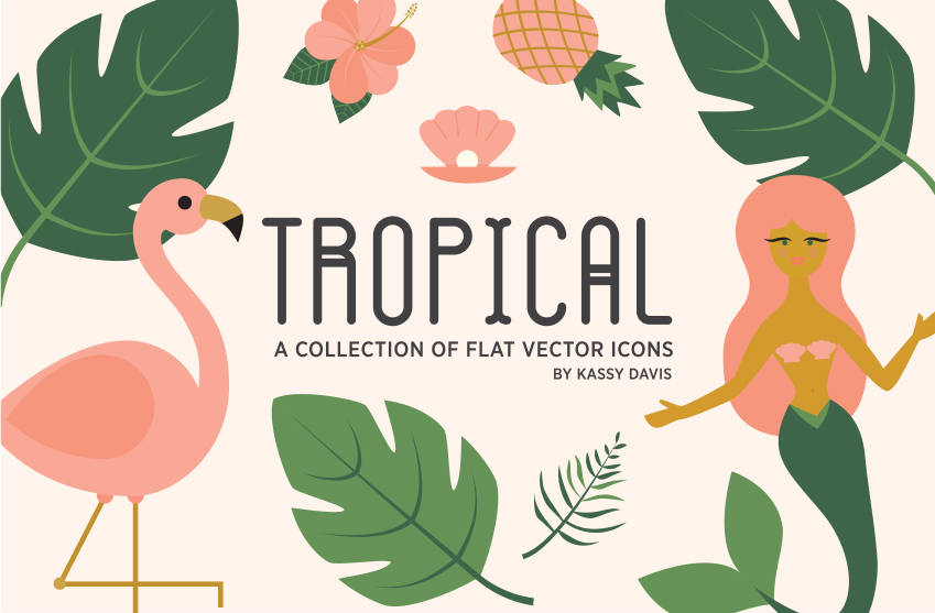 849x557 Tropical Vector Icon Collection