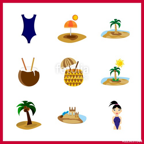 500x500 Tropical Icon Cocktail And Sand Castle Vector Icons In Tropical