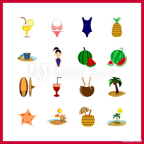 500x500 Tropical Icon Pink Bikini And Beach Vector Icons In Tropical Set