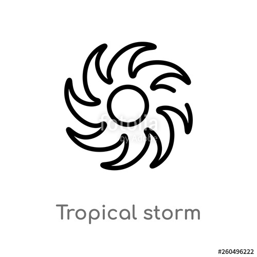 500x500 Outline Tropical Storm Vector Icon Isolated Black Simple Line