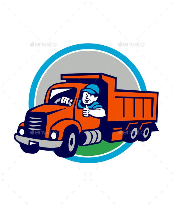 590x700 Dump Truck Driver Thumbs Up Circle Cartoon Fonts Logos Icons