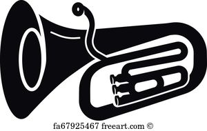 300x190 Free Art Print Of Brass Trumpet Icon, Simple Style Icon In Flat