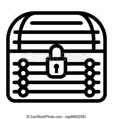 450x470 Locked Chest Line Icon Treasure Chest Vector Illustration