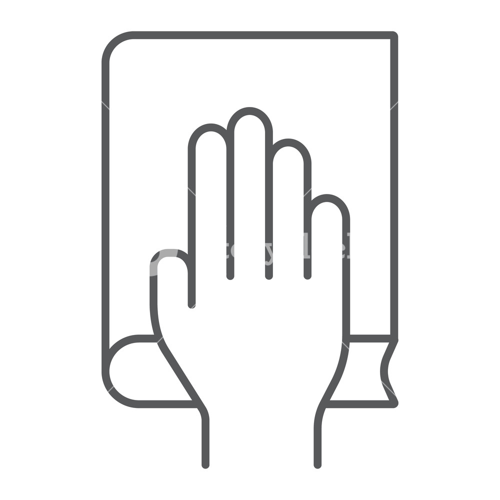 1000x1000 Honestly Thin Line Icon, Truth And Trust, Palm On Book Sign