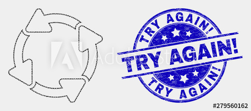 500x221 Pixelated Circulation Arrows Mosaic Icon And Try Again! Stamp