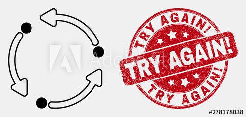 500x237 Vector Line Rotation Arrows Pictogram And Try Again! Seal Stamp